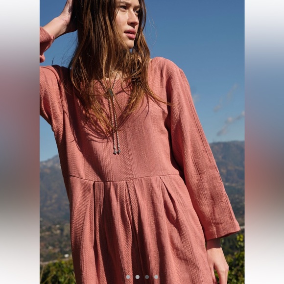 NWT Free People Shiloh Onesie One Piece Cotton Linen in Rose Smoke - Picture 3 of 5